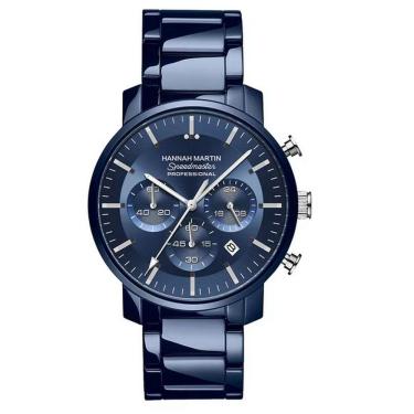 Imagem de Relógio Masculino De Quartzo Multifuncional Em Aço Inoxidável à Prova D'água Azul Prata