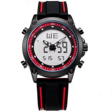 Imagem de Relógio Esportivo Masculino Quartzo Digital Duplo Movimento á Prova D'água Vermelho