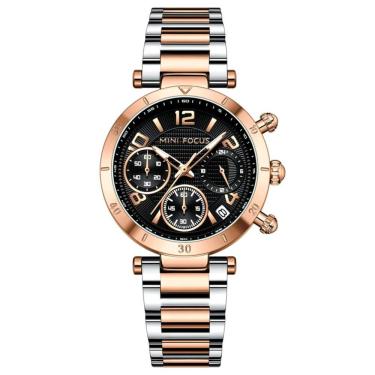 Imagem de Relógio De Quartzo Feminino Minimalista Com Strass Movimento De Quartzo Prata Rose