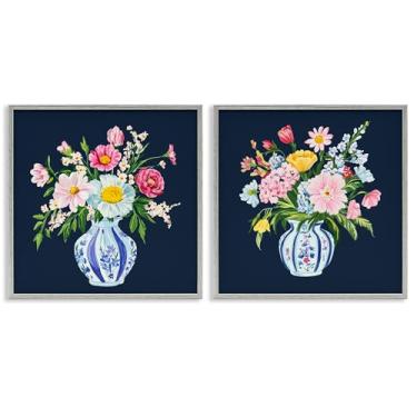 Imagem de Stupell Industries Conjunto de arte giclée emoldurado preto de 2 peças de vasos chinoiserie gêmeos, design por Yen, 61 x 61 cm