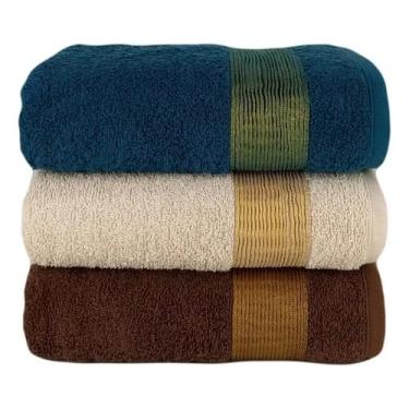 Imagem de Kit 3 Toalhas de Banho Gigantes 81x160cm – Toalha Grossa 100% Algodão Premium (TERRACOTA, BEGE E BRANCO)