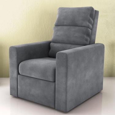 Imagem de Poltrona Reclinável Saul Veludo Cinza