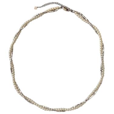 Imagem de Colar feminino prata de pérolas de água doce, gargantilha de 43 mm com pérolas de 3 mm, sem níquel, inclui extensor de 2 polegadas para ocasiões especiais