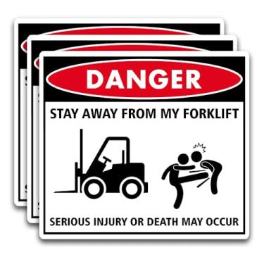 Imagem de 3 peças Danger Stay Away from My Forklift Driver Warning Bumper Decalque, adesivo engraçado para operador de empilhadeira, 15 cm