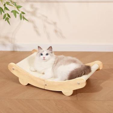 Imagem de UrsLckyme Cama arranhadora de sisal para gatos – Cadeira para gatos de madeira maciça com almofada para arranhões para gatos grandes, móveis ecológicos para animais de estimação para arranhões e