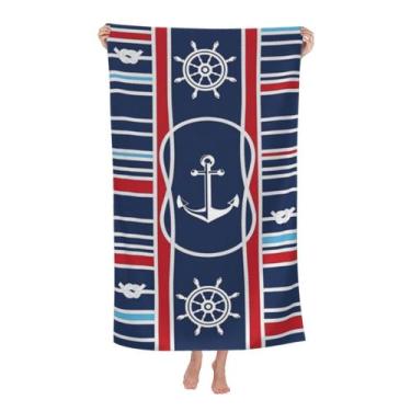 Imagem de Toalha de praia LMKLOP Cute Anchor para homens/adultos 100x180cm