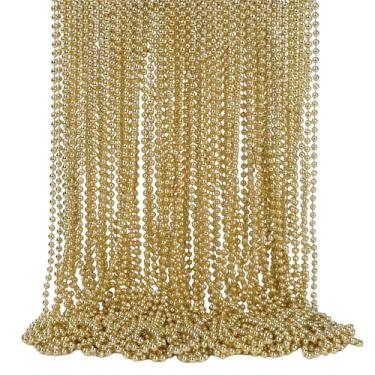Imagem de SWANUCKY Pacote com 48 colares de contas de carnaval, contas de plástico douradas de 83 cm para lembrancinhas de festa, decorações de festivais, mantas de desfile, Natal, celebrações do dia de São
