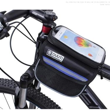 Imagem de Kriopy Bolsa frontal para bicicleta/bicicleta, bolsa de bicicleta, bolsa de bicicleta com tela sensível ao toque para celular, impermeável, bolsa de tubo superior, bolsa de ciclismo, acessórios de