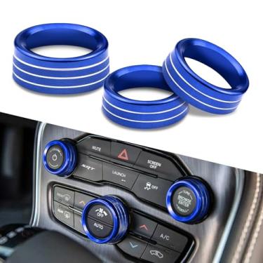 Imagem de HQRNYP 3 peças de capa de botão de interruptor de ar condicionado, acabamentos de tampa de botão AC, anel de botão de volume de ar condicionado de liga de alumínio, acabamento de decalque de