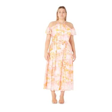 Imagem de City Chic Vestido feminino plus size - estampa Kerri Maxi, Estampa rosa, 52