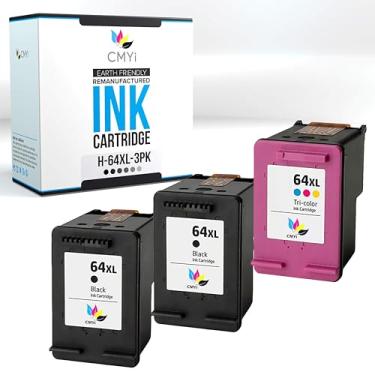 Imagem de CMYi Pacote combo de cartuchos de tinta de substituição 64XL para HP Envy 7155, 7158, 7164, 7800, 7820, 7830, 7855, 7858, 7864, 7200e, 7210s, 7220e, 7252e, 7255e, 7258e, 7925e, 7925e, 7925e, 7925e