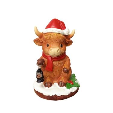 Imagem de UGPLM Estátua de vaca Terras Altas em resina, artesanato para lembrancinhas de festa, estatueta de vaca, escultura de animal para decoração de