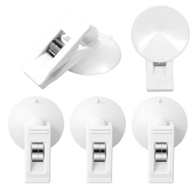 Imagem de Alrhso 12 peças de clipes de cortina de chuveiro com ventosa de vidro para janela de vidro clipe de algas marinhas de plástico grampo de ventosa redondo para tanque de peixes, exibição de publicidade