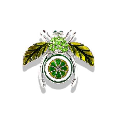 Imagem de RLHRNDE Broche vintage cristal fruta inseto para mulheres homens outono pinha morango limão broches esmaltados banhado a ouro festa de casamento baile de ação de graças joias presente, Medium, Metal