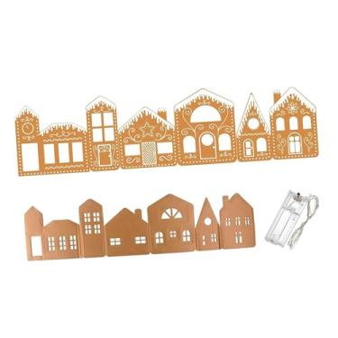 Imagem de Vaveren Kit de casinha de gengibre de Natal em papelão, decoração natalina, peça central decorativa para mesa, ideal para cozinha, festa ou lareira.