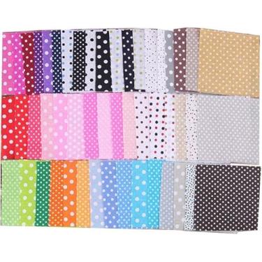 Imagem de 50 peças multicoloridas, 10 x 10 cm, pacote de tecido de artesanato de algodão, quadrados, patchwork, faça você mesmo, costura, scrapbooking, estampa floral de pontos, artes de bolinhas, artesanato e