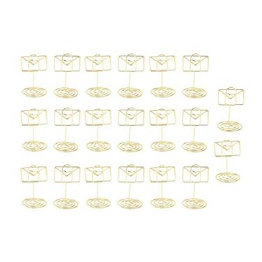 Imagem de Porta-números de mesa Porta-cartões dourados 20 peças em formato de envelope pequeno porta-fotos de metal à prova de ferrugem para festa de casamento, mesa de jantar, escritório