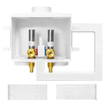 Imagem de Caixa de saída da máquina de lavar, Niikappu entrada de crimpagem Pex de 1/2 polegada x conexão de saída MHT de 3/10.2 cm, válvula de controle única, com martelo de água de aço inoxidável (martelo)