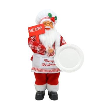 Imagem de XLWLLNJ Estatueta de Papai Noel de 40 cm, decoração natalina para mesa, enfeite de Natal, decoração de sala de estar ou prateleira, Bandeja Branca
