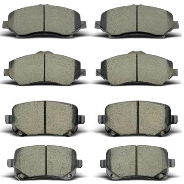 Imagem de 8 peças de pastilhas de freio compatíveis com Chrysler Town & Country 2008-2012, Dodge Grand Caravan 2008-2012, Dodge Journey 2009-2013, Ram C/V 2012, Volkswagen Routan 2009-2012