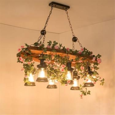 Imagem de Lustre Americano Pastoral LED Industrial Retrô Criativo Música Restaurante Bar Cafeteria Loja de Chá Loja de Roupas Plantas Verdes Decoração Luminária Pendente (SB 6 Lâmpadas)