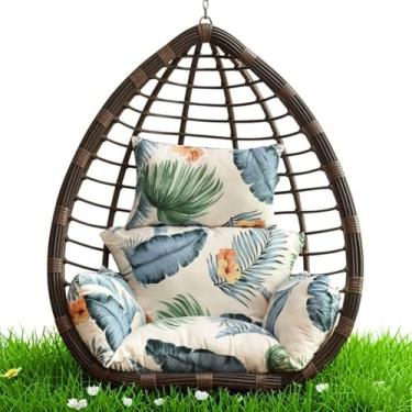 Imagem de Almofada para cadeira de ovo de espuma viscoelástica de 10 cm de espessura – Almofada de balanço lavável na máquina, resistente a UV, impermeável, para pendurar no jardim e na piscina (capa removível