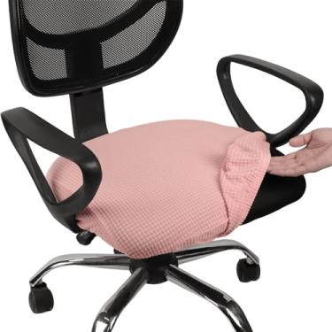 Imagem de Melaluxe Capa de cadeira de escritório jacquard elástica, lavável, removível, capa para cadeira de mesa giratória, rosa