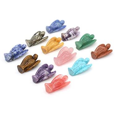 Imagem de URMIBDAI Estatueta de anjo cheia de textura, 1 peça, estátua de pedra de cristal natural, opala quartzo rosa, decoração de pedra para casa, estudo, artesanato, presente, bugiganga, ornamento, 50 x 35