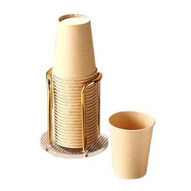 Imagem de Suporte Porta Copos Descartaveis Autoadesivo Sem Furos Grande Capacidade Organizador Decorativo Parede(Porta Copos Simples - Ouro)