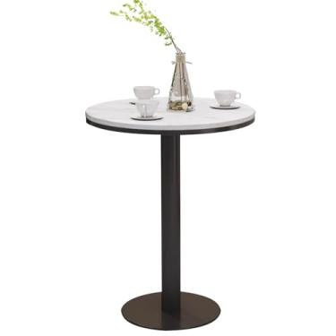 Imagem de Mesa de bar industrial redonda alta para bistrôs, pubs e cafés - Mesa de metal para balcão de café - Mesa de jantar moderna - Mesa lateral versátil para uso interno e externo - Mesa de destaque