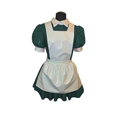 Imagem de Vestido masculino masculino manga Wetlook látex vestido rodado, verde escuro, 3GG