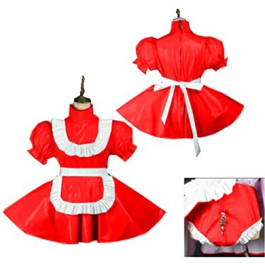 Imagem de Vestidos de empregada plus size estilo Sissy Dress Locable Sweet Dress Costume, vermelho, GG