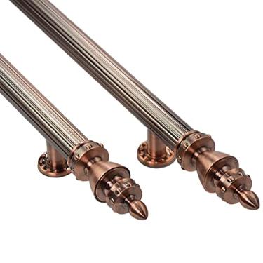 Imagem de STXYANGV Conjunto de ferragens de maçanetas estilo coroa retrô cor cobre vermelho, puxador de porta push pull extra longo para portões públicos comerciais, mastro largo de 1,5 polegadas, aço