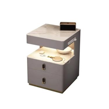 Imagem de Mesa de cabeceira, mesa de cabeceira, mesa de cabeceira multifuncional, mesa de cabeceira inteligente, móveis de quarto de carregamento, gaveta de cabeceira, armário de cabeceira (cor: 03) (1)