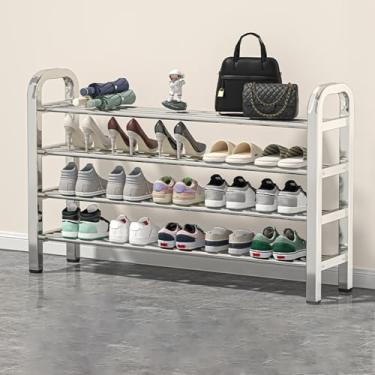 Imagem de sapateira com apoio para os pés, prateleiras de armazenamento de sapatos de malha laminada, sapateira para armário, entrada, corredor, quarto, sala de estar, banheiro, varanda, casa de banho