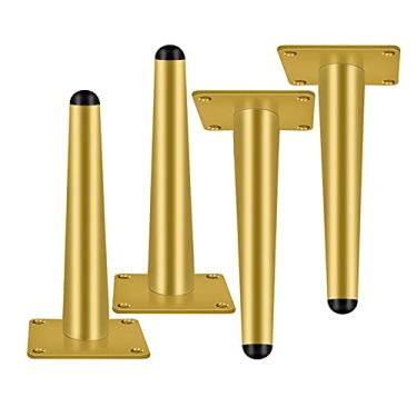 Imagem de 4 Peças Pernas de Móveis Cone Reto Pés de Metal Suporte Pés de Armário Pés de Mesa Pernas de Sofá, Acessórios de Hardware Pernas de Suporte, Ouro (12 cm)