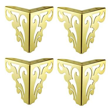 Imagem de 4 peças de pernas de sofá modernas, acessórios para móveis, pernas de metal para armário de mesa, pernas de sofá de metal vazadas, padrão de flores europeias, pés de substituição de móveis, com
