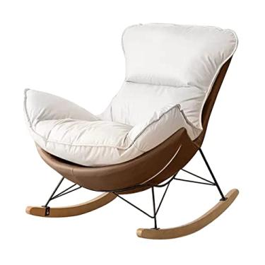 Imagem de Conjunto de cadeira de balanço e apoio para pés de lazer, cadeira de balanço para sala de estar, cadeira relaxante para adultos com assento acolchoado, cadeira de sofá individual, pernas de aço e base