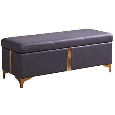 Imagem de Banqueta dobrável de segurança contra incêndio para mudança de sapatos domésticos 60/80/90/100 cm retangular espaço de armazenamento capa de tecido Os pés de metal podem suportar 150 kg (tamanho: 100