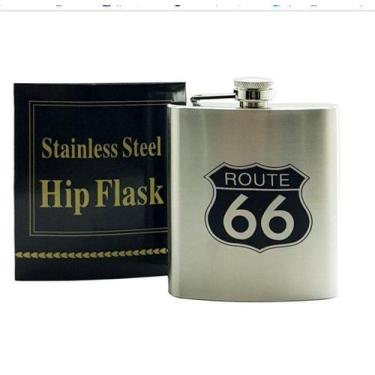 Imagem de Cantil Garrafa Inox Para Bebidas Portátil Route 66 210Ml - Golden Home
