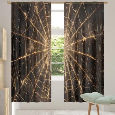 Imagem de 2 conjuntos de painéis de teia de aranha cortinas transparentes douradas cortinas transparentes arejadas com filtro leve painéis de cortina de porta para janela para sala de estar, quarto, jantar, 84