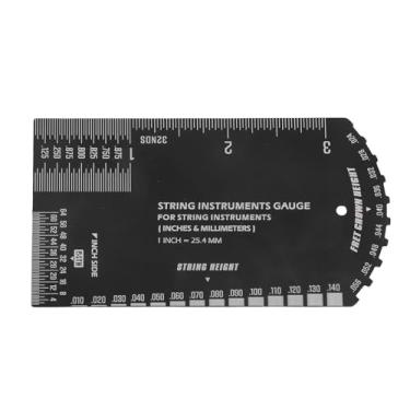 Imagem de Alomejor Régua de Medição de Ação de Corda, Escala de Medição Métrica e SAE, Ferramenta de Altura de Corda para Instrumentos Musicais