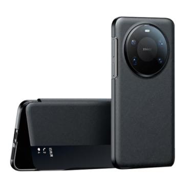 Imagem de HAOMRIYL Capa flip para Huawei Mate 80 Pro Max/80 Pro/80, Smart Clear View Window Slim Vegan Leather Cover All Inclusive Capa de proteção à prova de choque, preta, 80 Pro