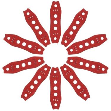 Imagem de YELARXI Bolsas de estilingue, couro ultra fibra de 9 mm estilingue bola bolsos substituições antiderrapante silenciamento para prática de esportes de caça - 13 mm x 50 mm (10 peças, vermelho)