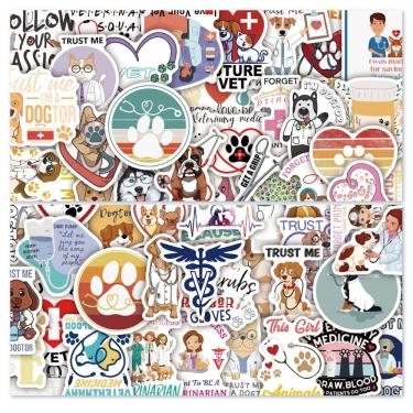 Imagem de Adesivos para cães, desenhos animados, cães veterinários, pacote de 60 unidades