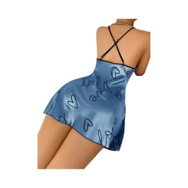 Imagem de Camisola Feminina Slim Fit Com Decote Redondo E Estampa De Coração E L