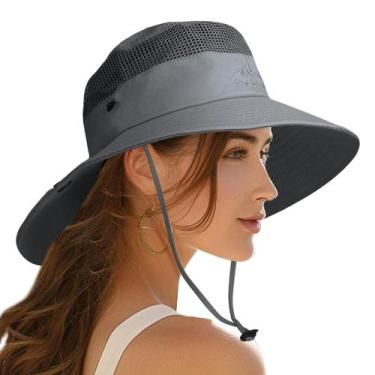 Imagem de Chapéu PFFY Sun Bucket Wide Brim UPF50+ impermeável cinza escuro
