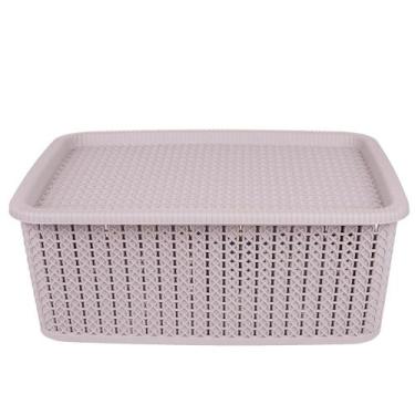 Imagem de Caixa Organizadora 12.5L com Tampa São Bernardo Rattan OR24 Concreto, 