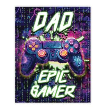 Imagem de Stuff4 Pôster de aniversário do pai sem moldura - Epic Gamer - Presentes exclusivos de feliz aniversário para o pai do filho e filha, 20 x 25 cm decoração de dia dos pais