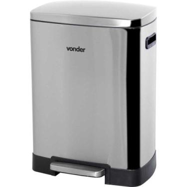 Imagem de Lixeira inox retangular 50L com pedal - Vonder